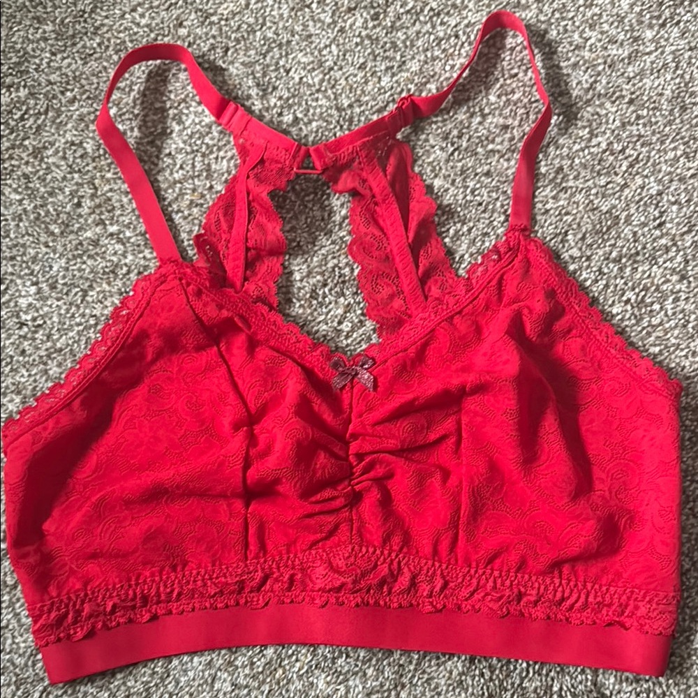 NWOT Cacique Red Ruched Bra
